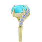 Anillo de Plata Bañada en Oro con Turquesa Bella Durmiente y Piedra Lunar Arco Iris