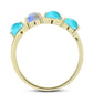 Anillo de Plata Bañada en Oro con Turquesa Bella Durmiente y Piedra Lunar Arco Iris