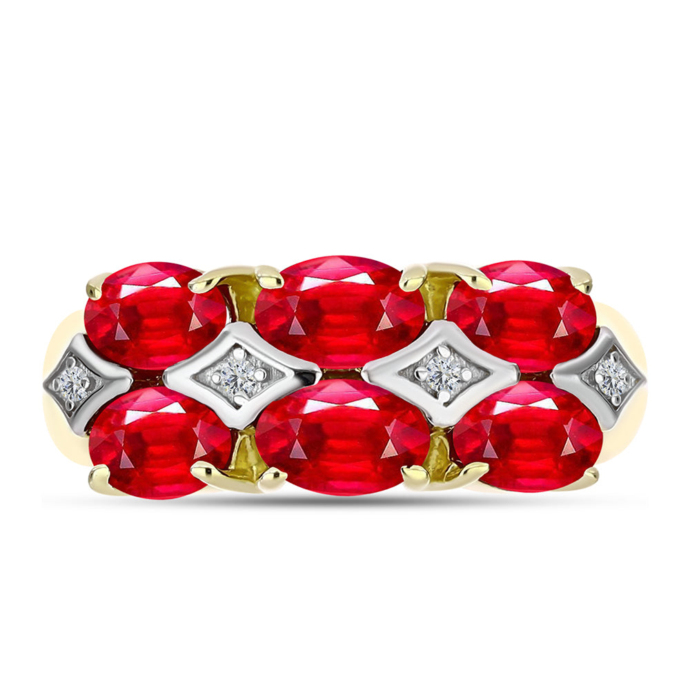 Anillo de Plata Bañada en Oro con Ágata Roja y Topacio Blanco 1 