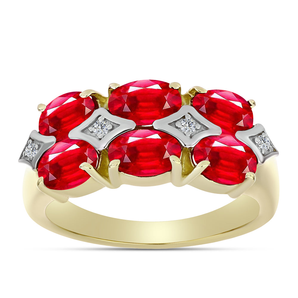 Anillo de Plata Bañada en Oro con Ágata Roja y Topacio Blanco 3 
