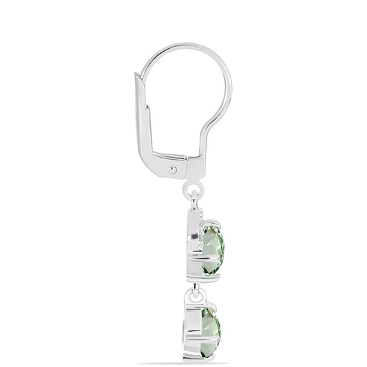 Pendientes de Plata con Amatista Verde y Topacio Blanco