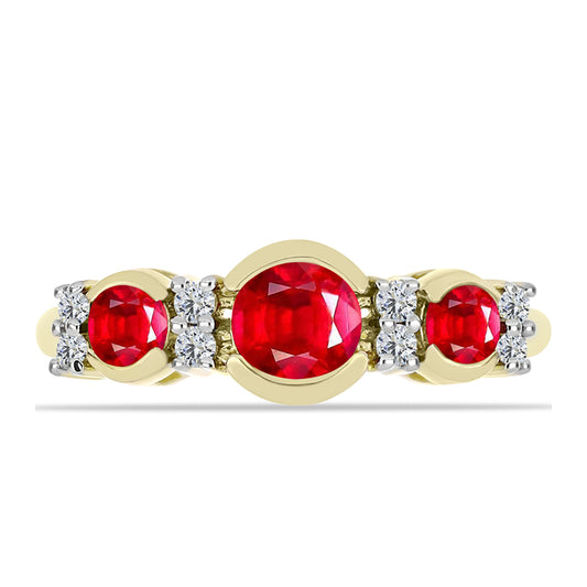 Anillo de Plata Bañada en Oro con Ágata Roja y Topacio Blanco