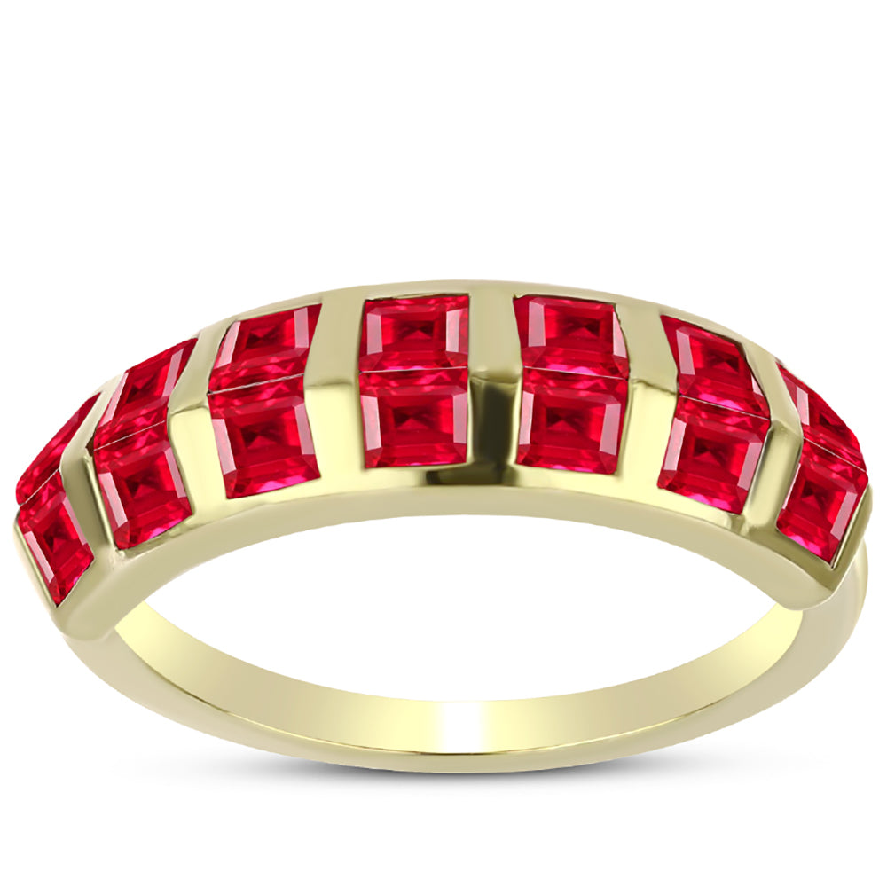 Anillo de Plata Bañada en Oro con Ágata Roja 3 