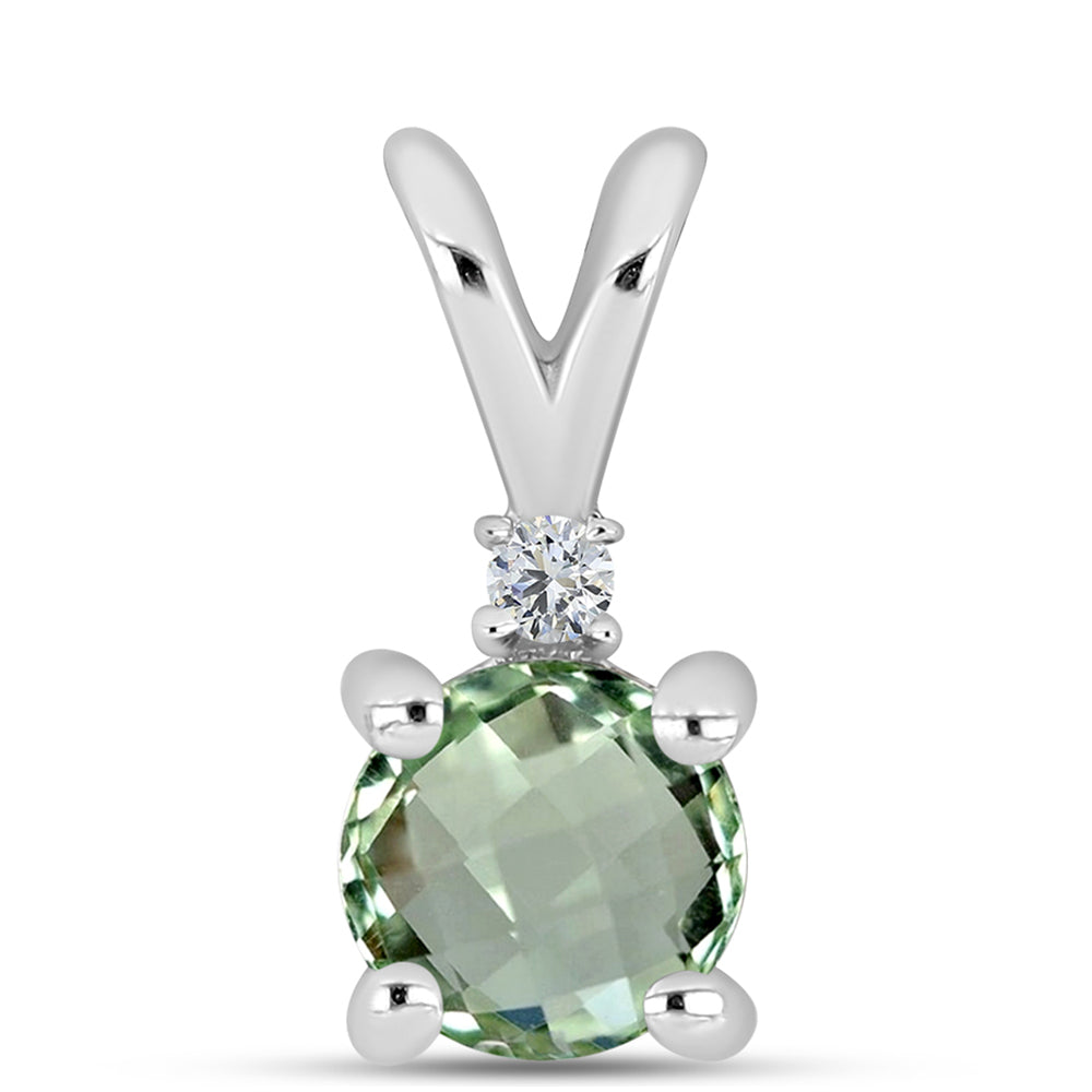 Colgante de Plata con Amatista Verde y Topacio Blanco 1 