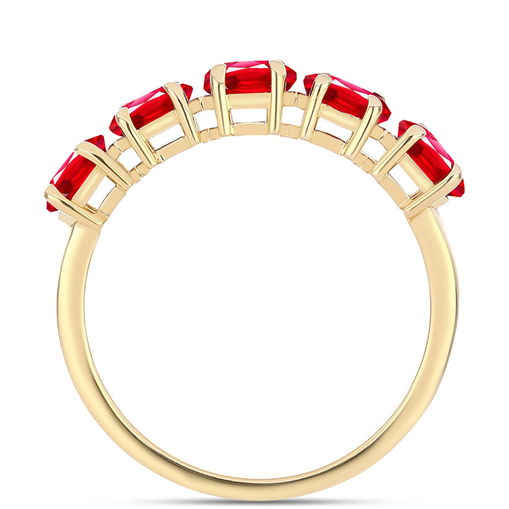 Anillo de Plata Bañada en Oro con Ágata Roja