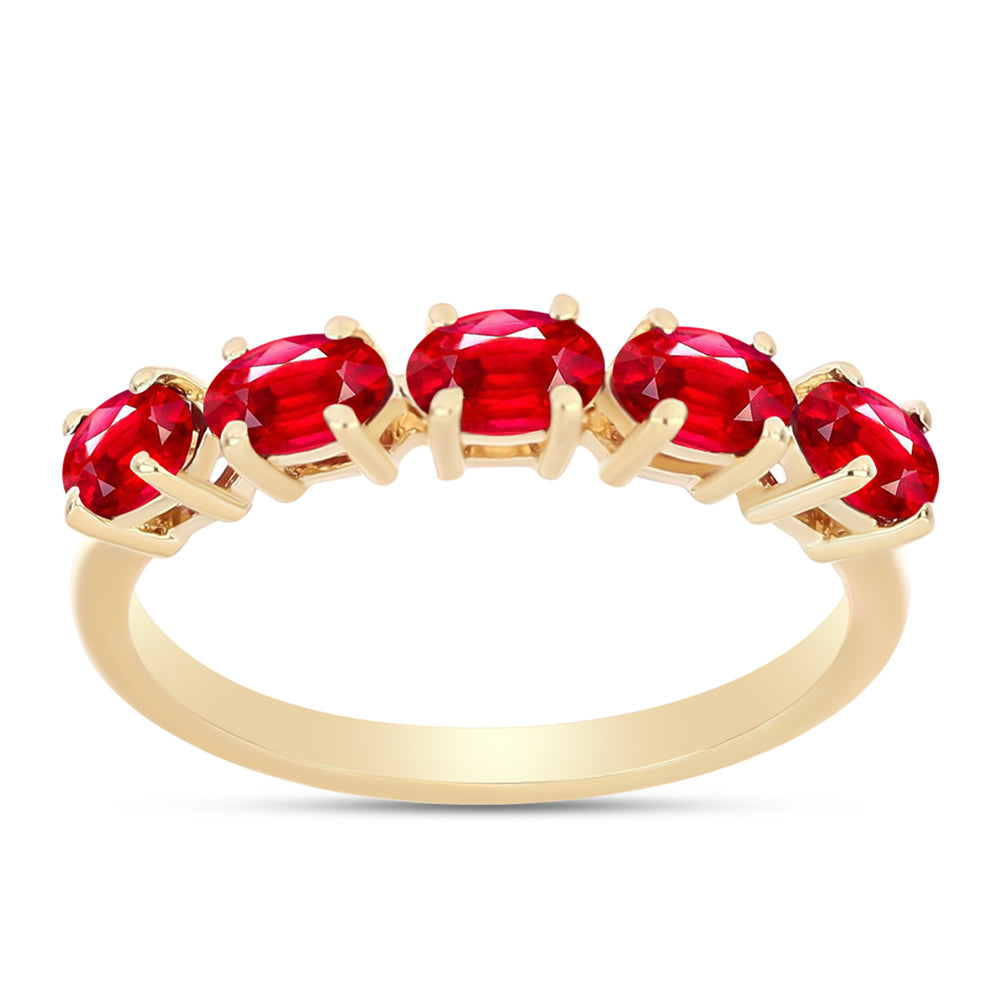 Anillo de Plata Bañada en Oro con Ágata Roja 1 