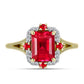 Anillo de Plata Bañada en Oro con Ágata Roja y Topacio Blanco