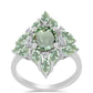 Anillo de Plata con Amatista Verde y Topacio Blanco