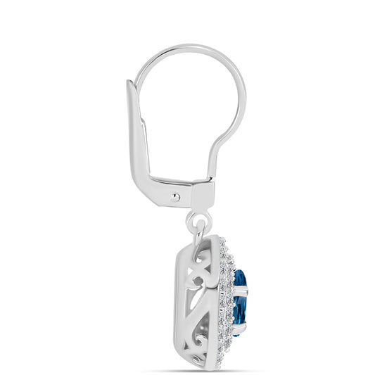 Pendientes de Plata con Topacio Azul Londres y Topacio Blanco