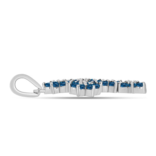Cruz Colgante de Plata con Topacio Azul Londres