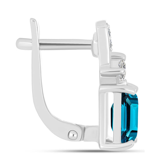 Pendientes de Plata con Topacio Azul Londres y Topacio Blanco