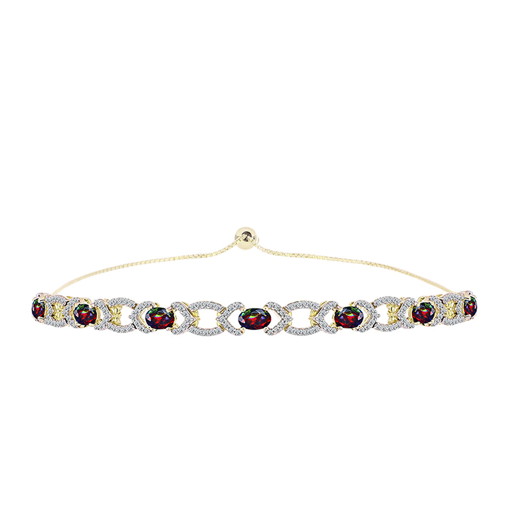 Pulsera de Plata Bañada en Oro con Ópalo negro medianoche Lega Dembi de Ëtiopía y Topacio Blanco