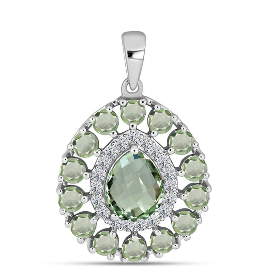 Colgante de Plata con Amatista Verde y Topacio Blanco