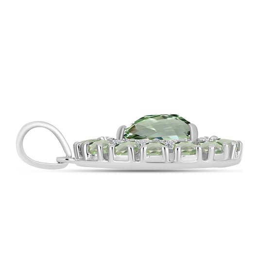 Colgante de Plata con Amatista Verde y Topacio Blanco