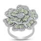Anillo de Plata con Amatista Verde y Topacio Blanco