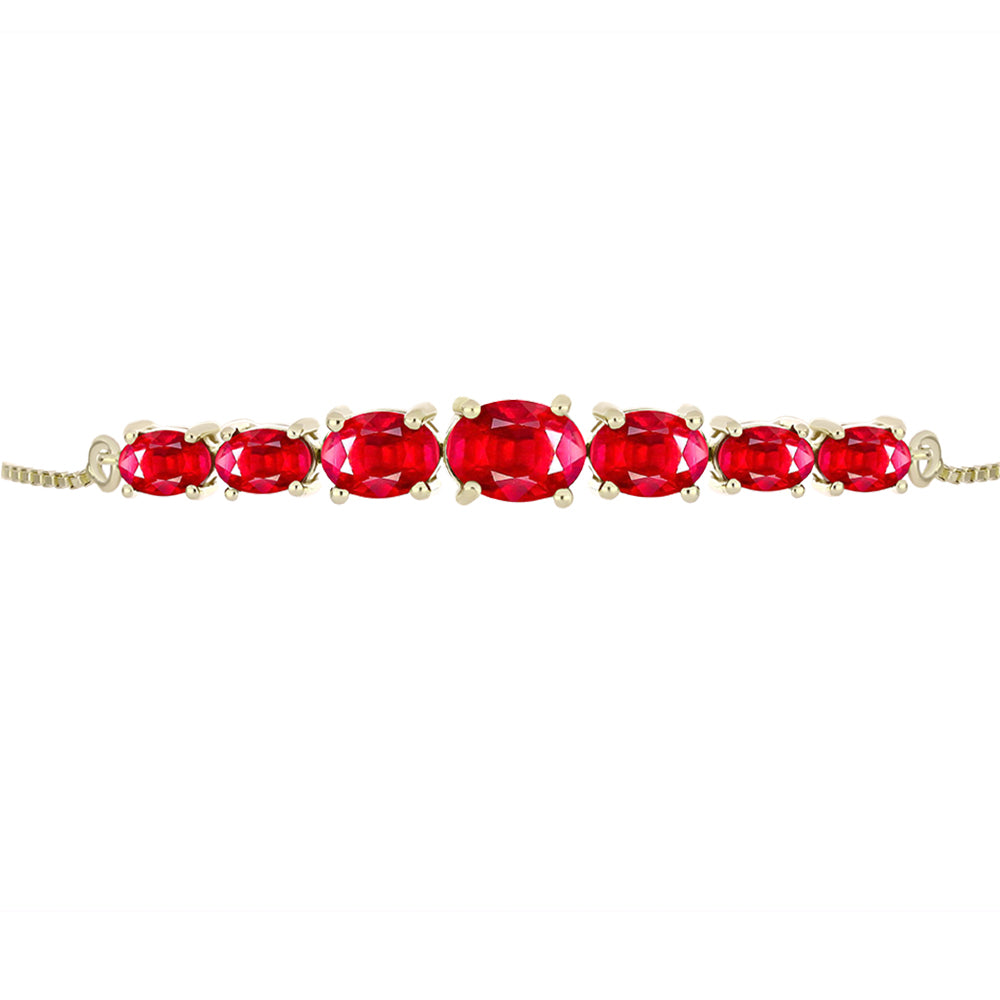 Pulsera de Plata Bañada en Oro con Ágata Roja 2 