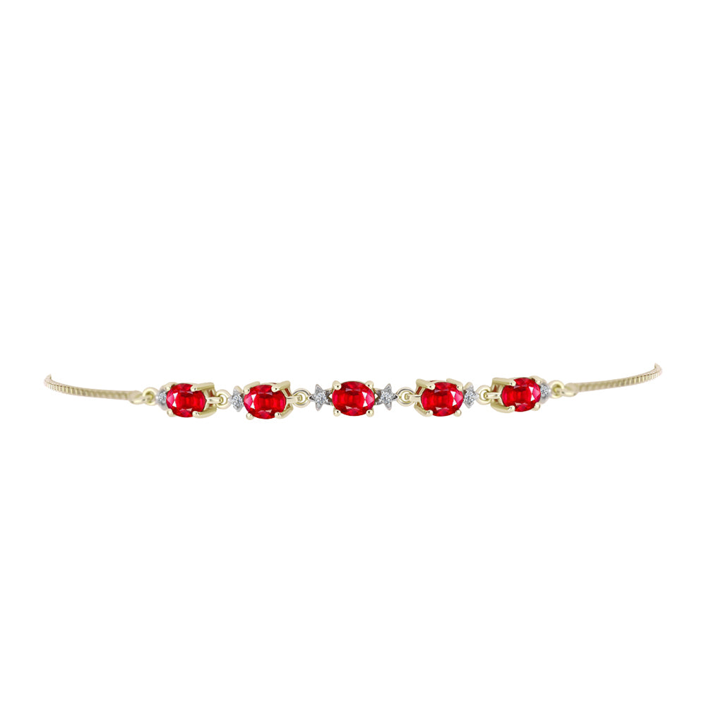 Pulsera de Plata Bañada en Oro con Ágata Roja y Topacio Blanco