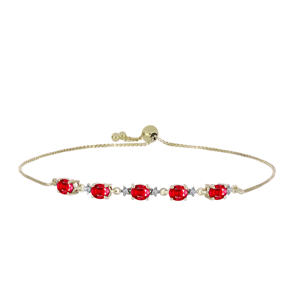 Pulsera de Plata Bañada en Oro con Ágata Roja y Topacio Blanco 1 