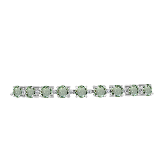 Pulsera de Plata con Amatista Verde y Topacio Blanco