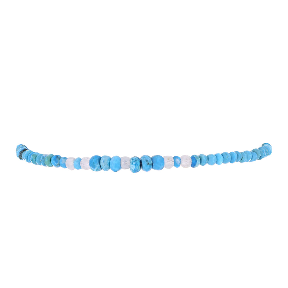 Pulsera de Plata Bañada en Oro con Turquesa Bella Durmiente y Piedra Lunar Arco Iris 2 
