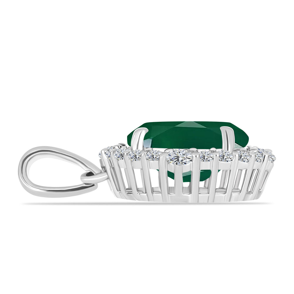 Colgante de Plata con Calcedonia Verde y Topacio Blanco 2 