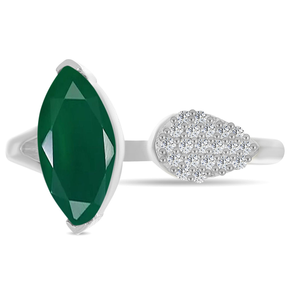 Anillo de Plata con Calcedonia Verde y Topacio Blanco 1 