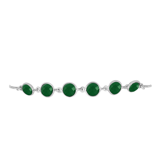 Pulsera de Plata con Calcedonia Verde