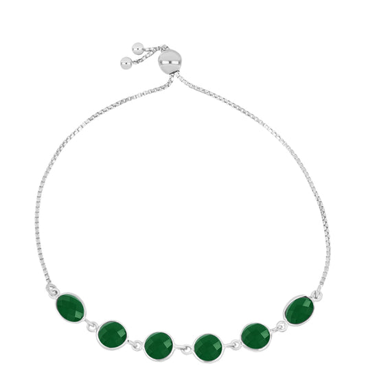 Pulsera de Plata con Calcedonia Verde