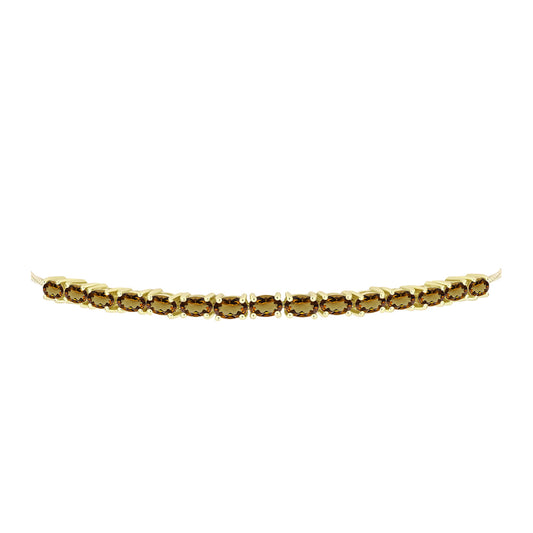 Pulsera de Plata Bañada en Oro con Cuarzo Coñac