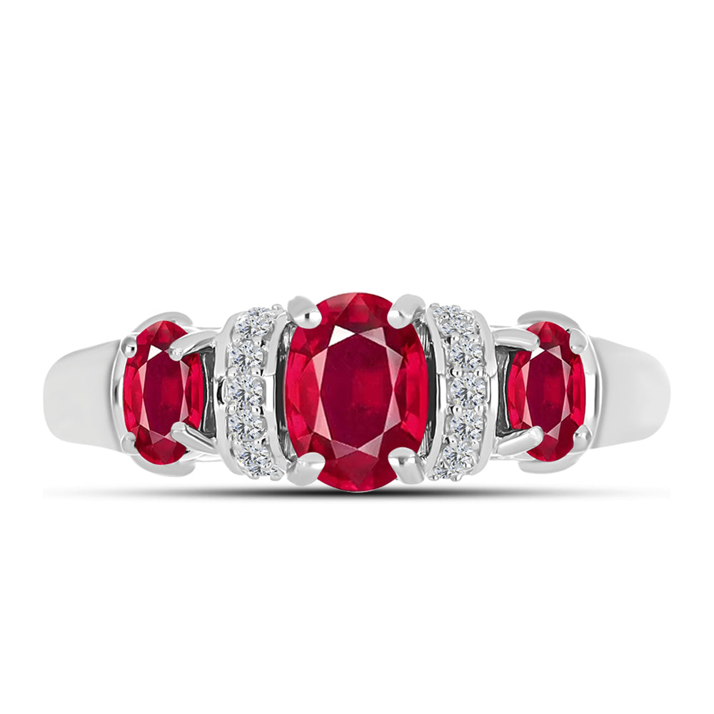 Anillo de Plata con Rubí de Madagascar y Topacio Blanco