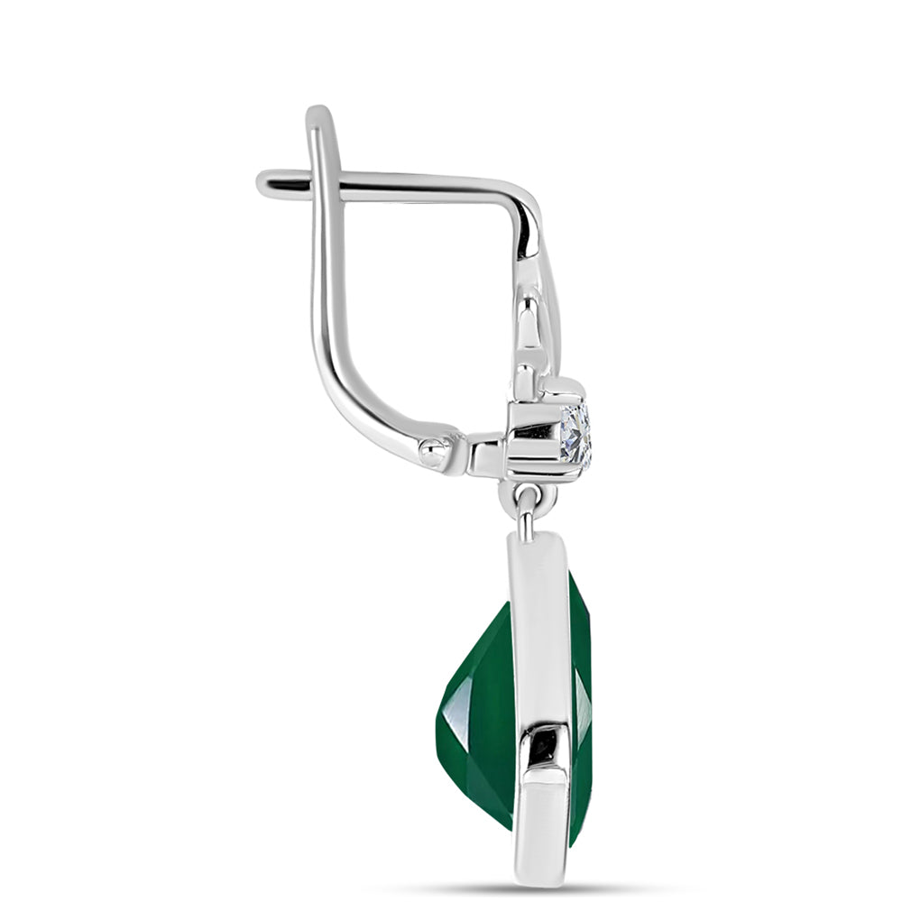 Pendientes de Plata con Calcedonia Verde y Topacio Blanco 2 