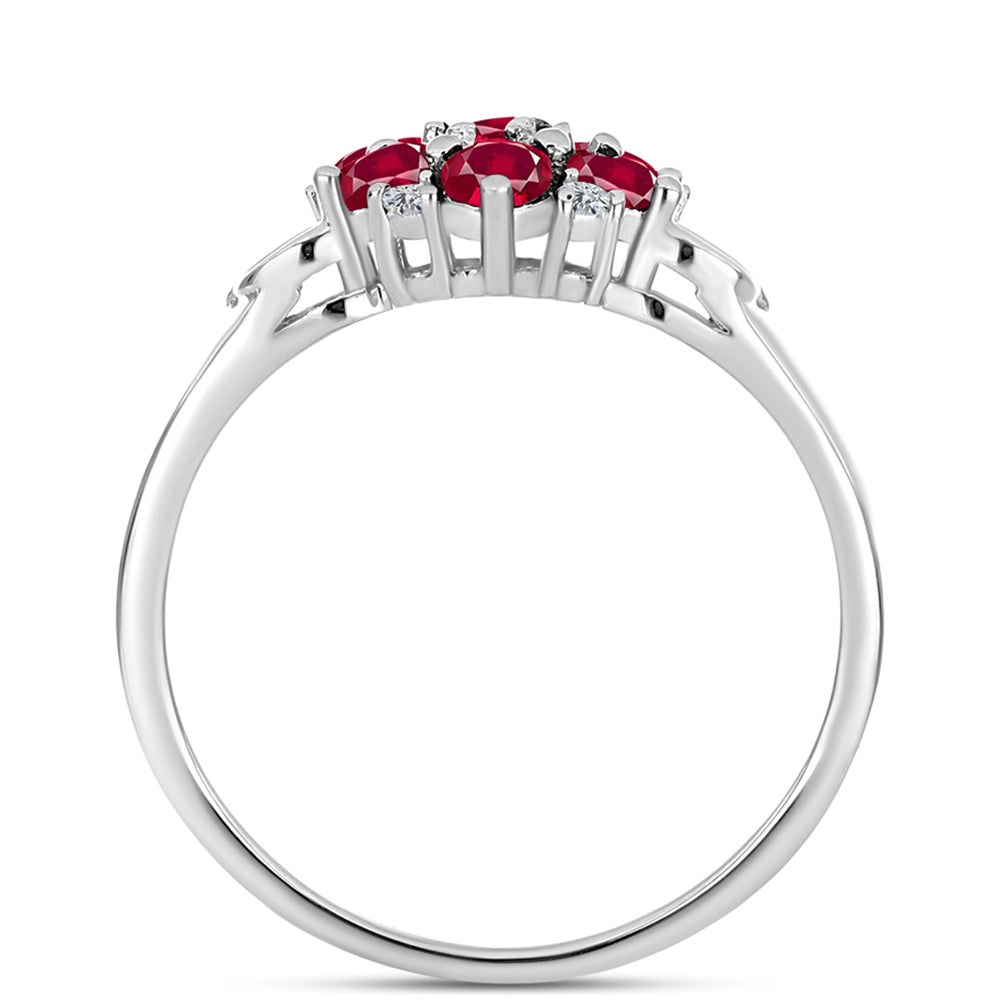 Anillo de Plata con Rubí de Madagascar y Topacio Blanco