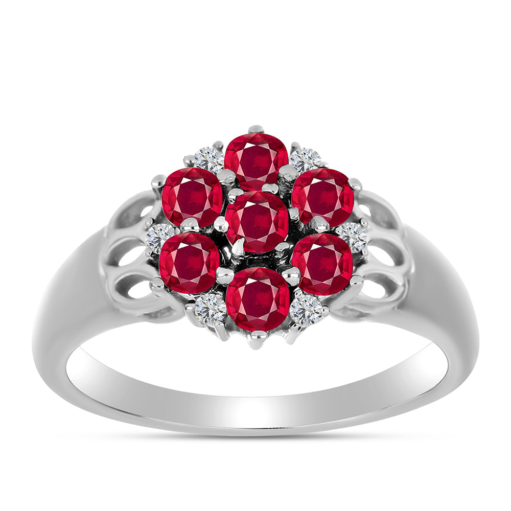 Anillo de Plata con Rubí de Madagascar y Topacio Blanco