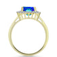 Anillo de Plata Bañada en Oro con Cuarzo Pavo Real y Topacio Blanco