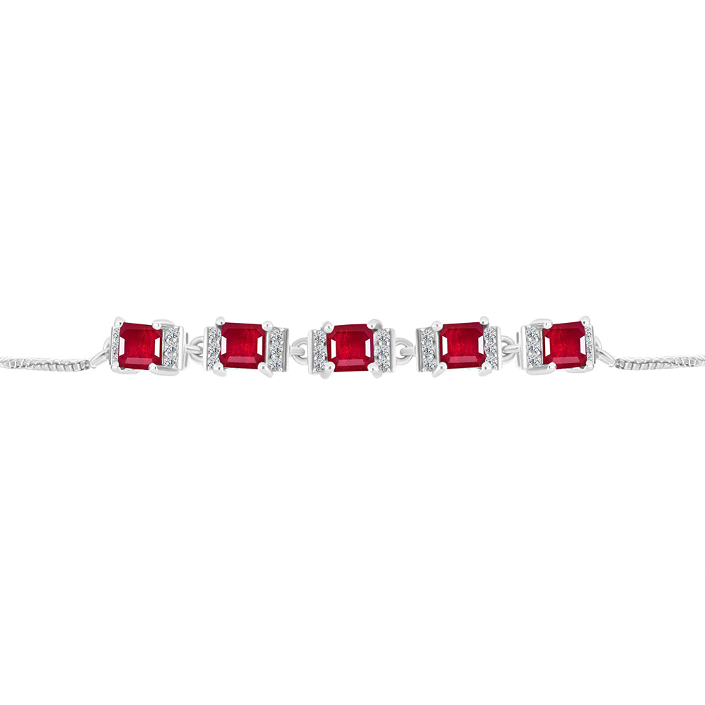 Pulsera de Plata con Rubí de Madagascar y Topacio Blanco 2 