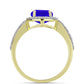 Anillo de Plata Bañada en Oro con Ágata azul y Topacio Blanco