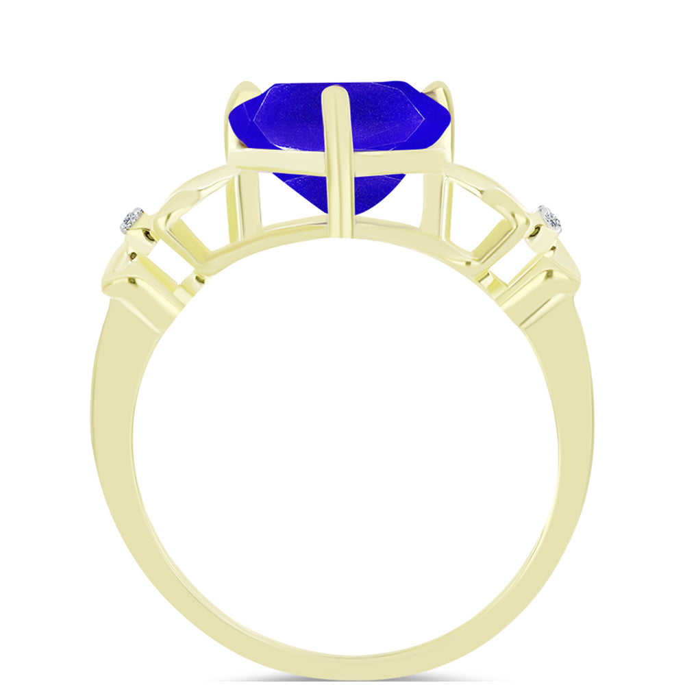 Anillo de Plata Bañada en Oro con Ágata azul y Topacio Blanco 2 