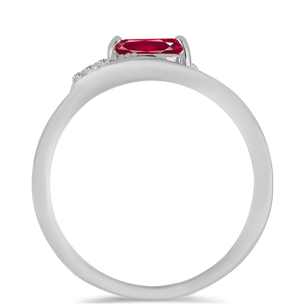 Anillo de Plata con Rubí de Madagascar y Topacio Blanco