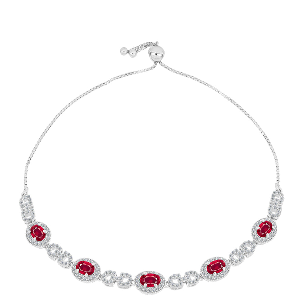 Pulsera de Plata con Rubí de Madagascar y Topacio Blanco 1 