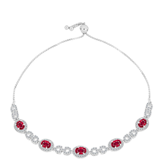 Pulsera de Plata con Rubí de Madagascar y Topacio Blanco