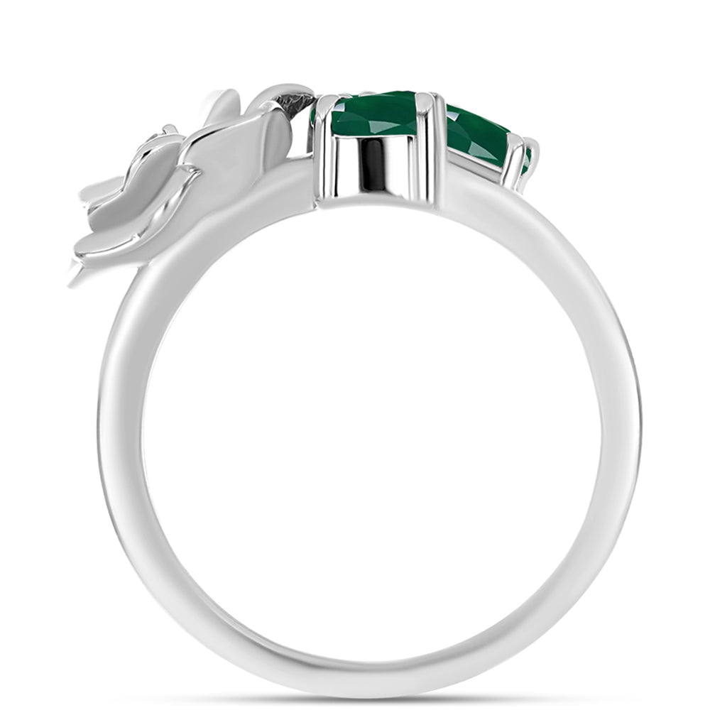 Anillo de Plata con Calcedonia Verde y Topacio Blanco 2 
