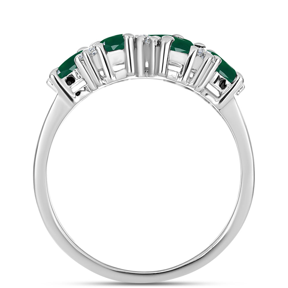 Anillo de Plata con Calcedonia Verde y Topacio Blanco