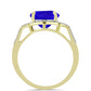 Anillo de Plata Bañada en Oro con Ágata azul y Topacio Blanco
