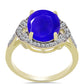 Anillo de Plata Bañada en Oro con Ágata azul y Topacio Blanco