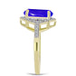 Anillo de Plata Bañada en Oro con Ágata azul y Topacio Blanco