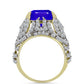 Anillo de Plata Bañada en Oro con Ágata azul y Topacio Blanco