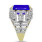 Anillo de Plata Bañada en Oro con Ágata azul y Topacio Blanco