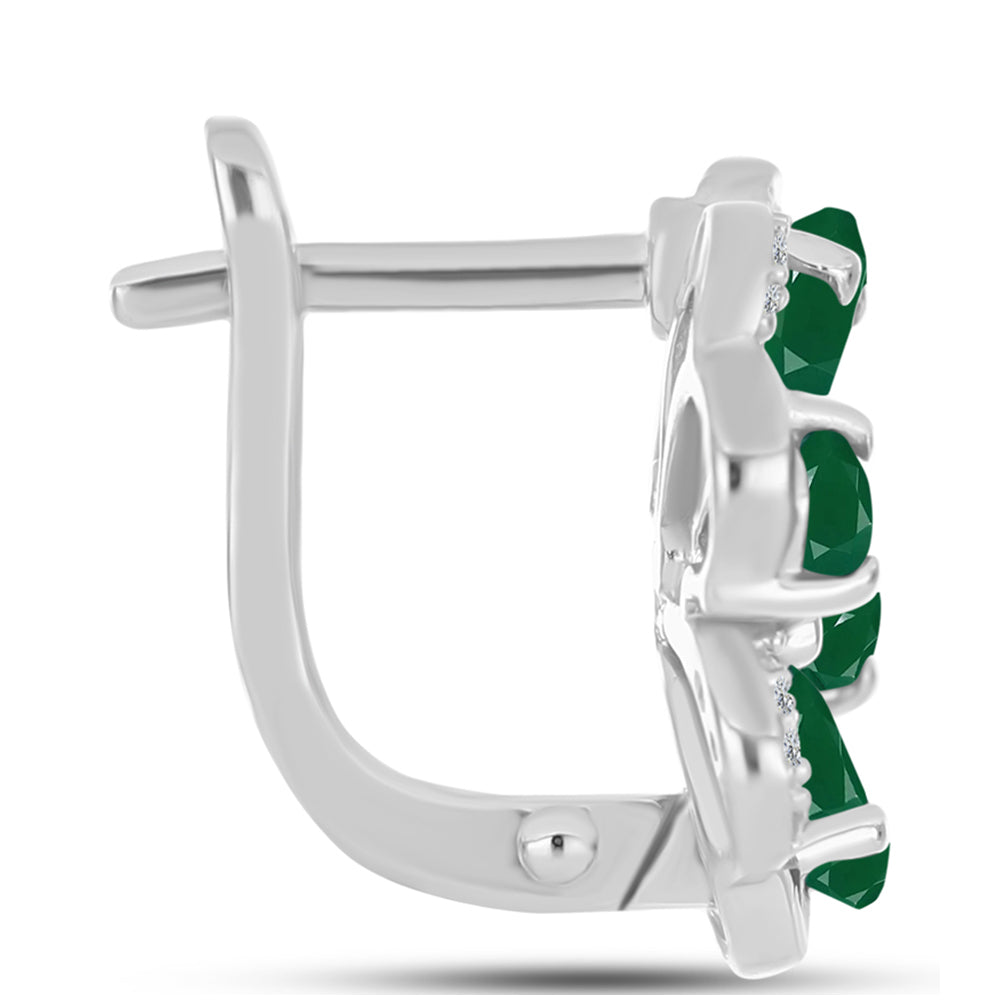 Pendientes de Plata con Calcedonia Verde y Topacio Blanco 2 