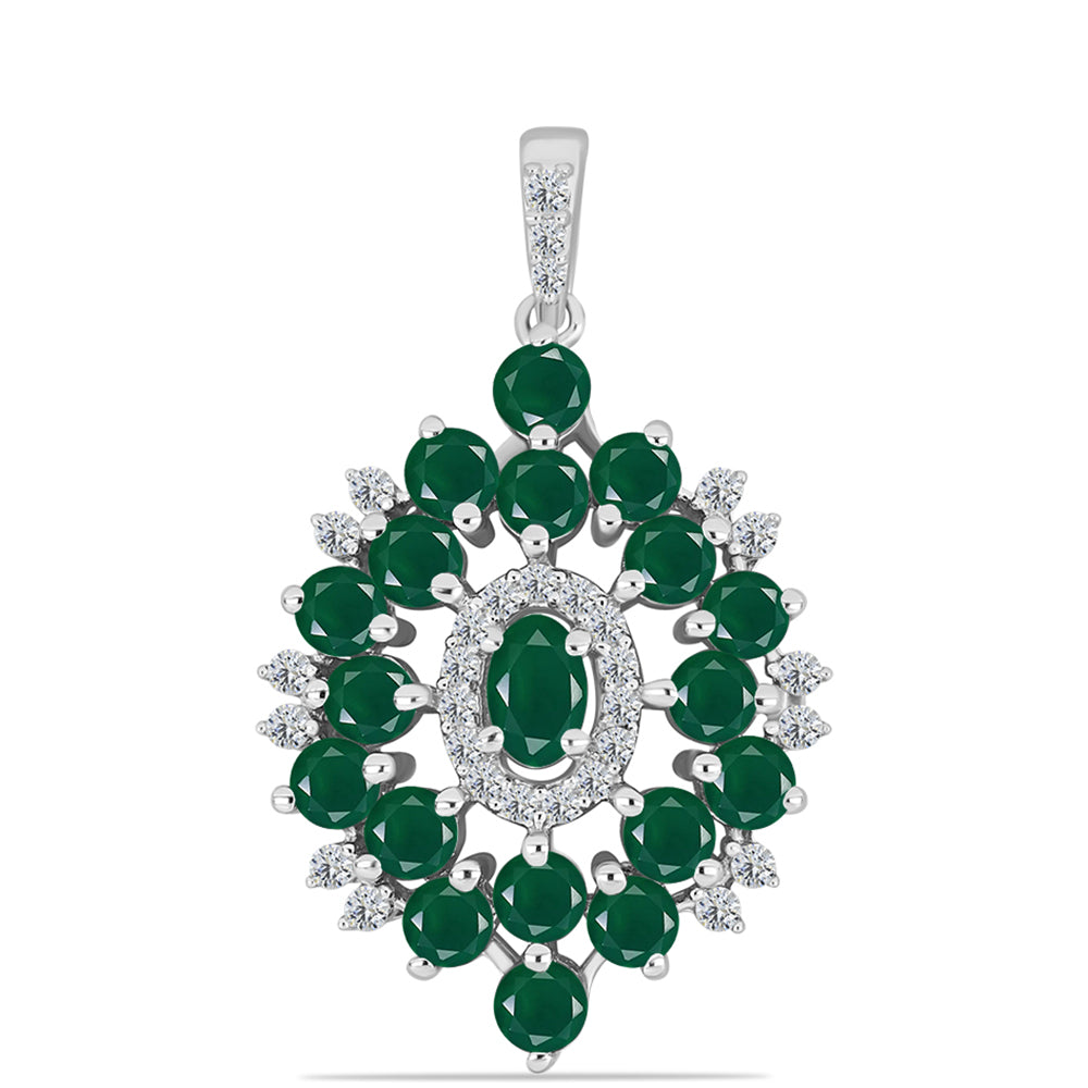 Colgante de Plata con Calcedonia Verde y Topacio Blanco 1 