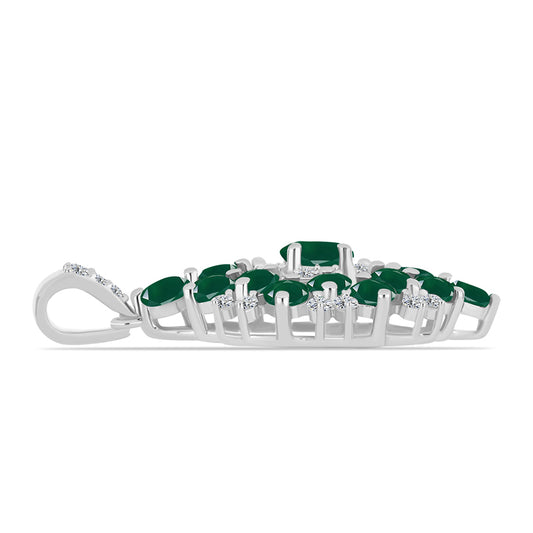 Colgante de Plata con Calcedonia Verde y Topacio Blanco